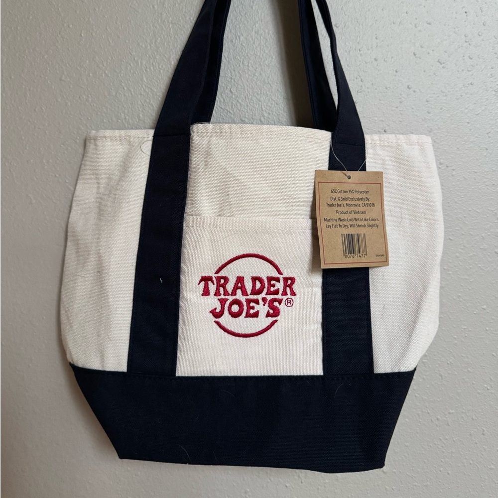 Trader Joe’s mini tote canvas bag NAVY
NWT